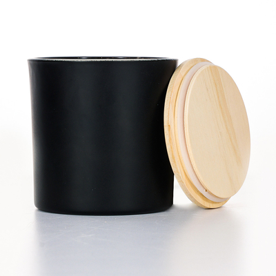 Bougie parfumée 420g 10*10cm de pot en verre en bois noir de couvercle