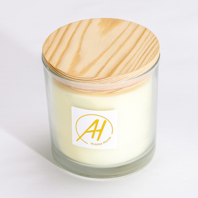 Bougie parfumée 420g 10*10cm de couvercle de coton de pot en verre en bois de mèches