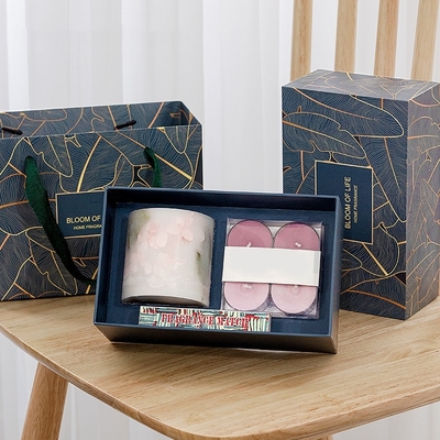 Ensemble-cadeau de bougie parfumée à la cire de thé de parfum de fleur de tasse cylindrique pour la noce