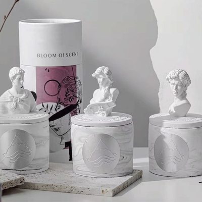 Pot en céramique de bougie de David Statue Vessels Candles Scented de bougies d'AROME de sculpture grecque décorative faite sur commande en parfum avec L