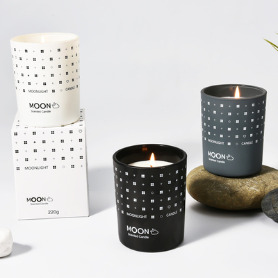 Bougie parfumée de Noël de MAISON d'AROME de gradient de style de soja de pot en verre nordique très utilisé naturel de cire avec la boîte de pliage