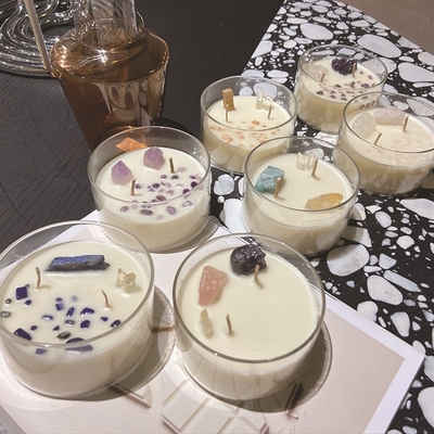 La MAISON Logo Soy Wax Crystal Stone fait sur commande d'AROME mire de grande 10 onces parfumée