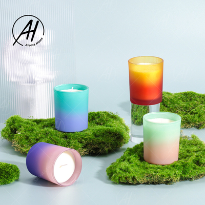 Le navire en verre de bougie de cire de soja de cadeau de gradient fait sur commande d'huile essentielle a flairé
