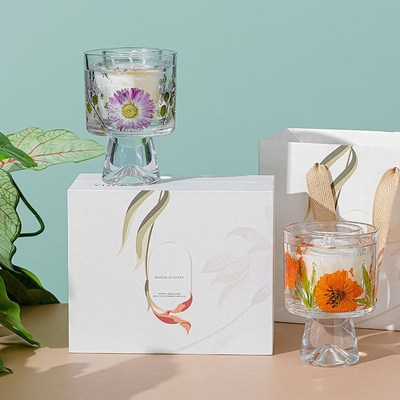 La cire en verre de gel de pot de fleur sèche décorative faite sur commande de cadeau de label a flairé Jelly Candles