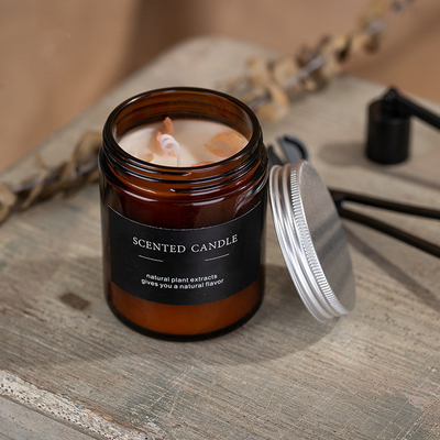 Couleur 180g de Brown de bougies de soja de pot d'Amber Glass Soy Wax Scented