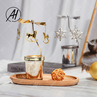 Bougie tournante de maison d'arome de lampe de cheval de trot de pot de bougie en verre en vrac de parfum