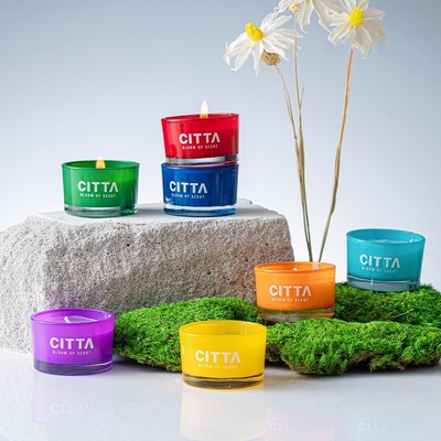 Bougie parfumée en verre de décoration colorée 7pcs de soja de boîte-cadeau de luxe de la cire D Opamine