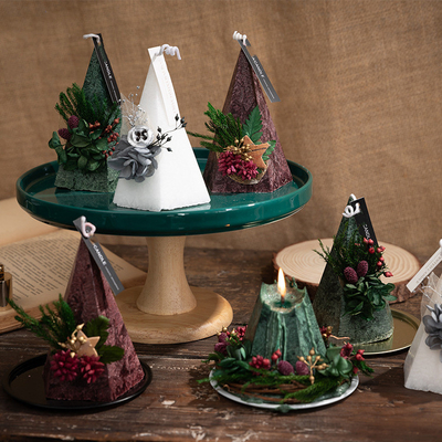 Le cadeau parfumé adapté aux besoins du client d'arbre de Noël de Noël de bougie de soja a placé 2pk