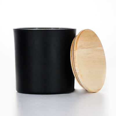 Bougie parfumée 420g 10*10cm de pot en verre en bois noir de couvercle