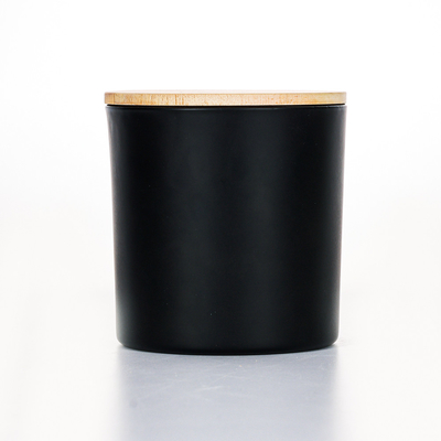 Bougie parfumée 420g 10*10cm de pot en verre en bois noir de couvercle