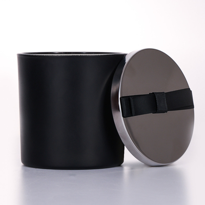 le pot en verre de couvercle en métal de noir de l'aperçu gratuit 400g a flairé la bougie 10*10cm