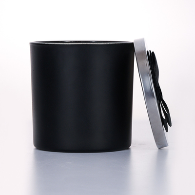 le pot en verre de couvercle en métal de noir de l'aperçu gratuit 400g a flairé la bougie 10*10cm