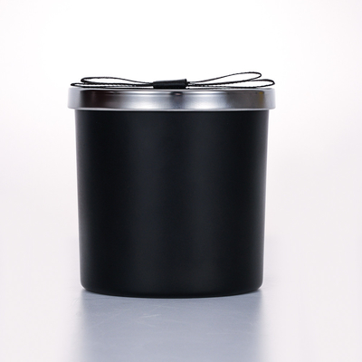 le pot en verre de couvercle en métal de noir de l'aperçu gratuit 400g a flairé la bougie 10*10cm