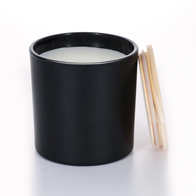 le pot en verre de couvercle en métal de noir de l'aperçu gratuit 400g a flairé la bougie 10*10cm