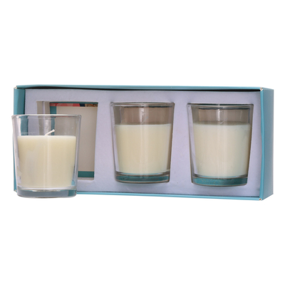 Bougie en verre de pot d'Aromatherapy fait sur commande de maison d'arome 70g*3 blanc pour l'anniversaire de mariage