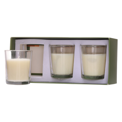 Bougie en verre de pot d'Aromatherapy fait sur commande de maison d'arome 70g*3 blanc pour l'anniversaire de mariage