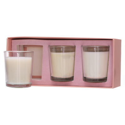 Bougie en verre de pot d'Aromatherapy fait sur commande de maison d'arome 70g*3 blanc pour l'anniversaire de mariage