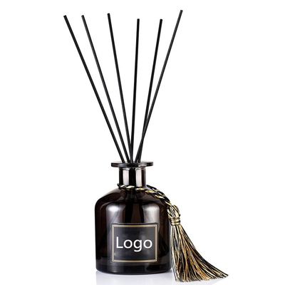Rotin en bois de parfum de couvercle Reed Diffuser Bottle noir 50ml avec le bâton