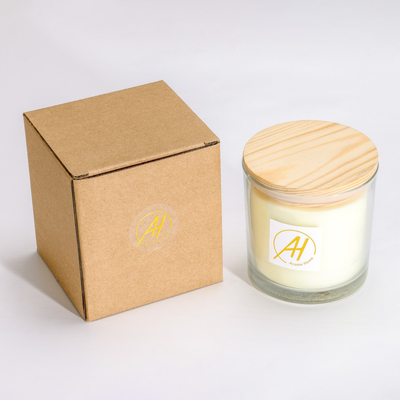 Bougie parfumée 420g 10*10cm de couvercle de coton de pot en verre en bois de mèches