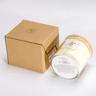 Bougie parfumée 420g 10*10cm de couvercle de coton de pot en verre en bois de mèches