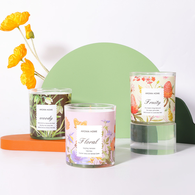 100% 1 coton mèche cire de soja fleur bocal en verre bougie parfumée ensemble mariage luxe
