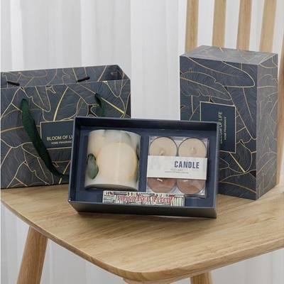 Ensemble-cadeau de bougie parfumée à la cire de thé de parfum de fleur de tasse cylindrique pour la noce
