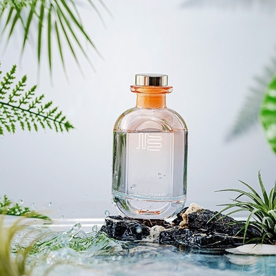 Diffuseur de roseau domestique clair de bâton d'aromathérapie d'huile essentielle de bouteille en verre faite sur commande