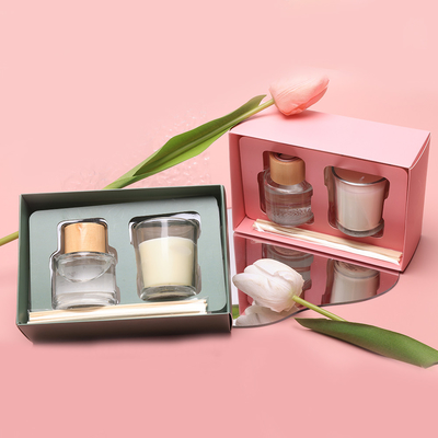 Ensemble parfumé clair noir en verre fait sur commande de cadeau de pot de bougie de Mini Small Luxury Private Label