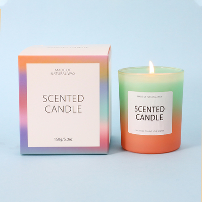 L'entrepôt 5oz de la Chine Etats-Unis CA de MAISON d'AROME a givré la bougie parfumée de pot en verre de gradient avec le boîte-cadeau