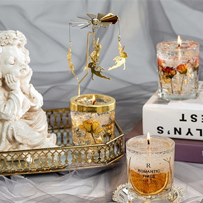 La fleur de décor de MAISON d'AROME flairent la bougie parfumée de cire de soja de gel de label de Jelly Fragrance Candle Luxury Private dans le pot en verre
