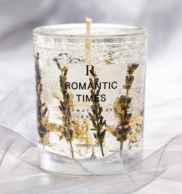 La fleur de décor de MAISON d'AROME flairent la bougie parfumée de cire de soja de gel de label de Jelly Fragrance Candle Luxury Private dans le pot en verre