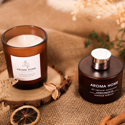 Ensemble de luxe de Brown Reed Diffuser Scented Candles Gift de pot en verre de parfum d'huile de Chaud-vente de MAISON d'AROME