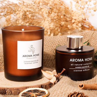 Ensemble de luxe de Brown Reed Diffuser Scented Candles Gift de pot en verre de parfum d'huile de Chaud-vente de MAISON d'AROME