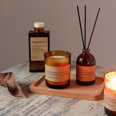Bougie parfumée de Brown d'usine de MAISON d'AROME de soja de cire d'Aromatherapy de parfum de bien-être de cadeau sans fumée en verre direct d'ornement