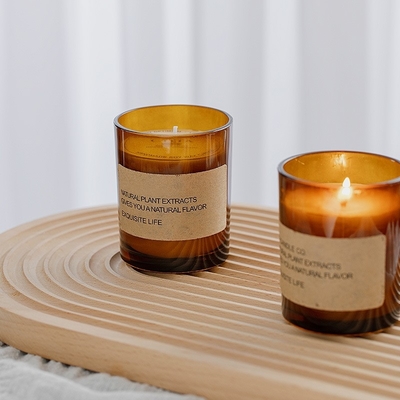 Bougie parfumée de Brown d'usine de MAISON d'AROME de soja de cire d'Aromatherapy de parfum de bien-être de cadeau sans fumée en verre direct d'ornement