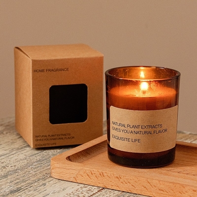 Bougie parfumée de Brown d'usine de MAISON d'AROME de soja de cire d'Aromatherapy de parfum de bien-être de cadeau sans fumée en verre direct d'ornement