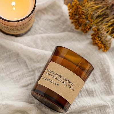 Bougie parfumée de Brown d'usine de MAISON d'AROME de soja de cire d'Aromatherapy de parfum de bien-être de cadeau sans fumée en verre direct d'ornement