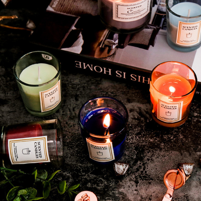 Bougies claires de pot de marque de distributeur de MAISON d'AROME d'Aromatherapy d'Institut central des statistiques de parfum de cire parfumée nordique faite sur commande de luxe de soja avec le boîte-cadeau