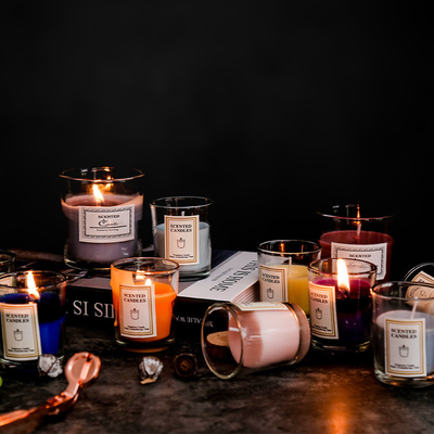 Bougies claires de pot de marque de distributeur de MAISON d'AROME d'Aromatherapy d'Institut central des statistiques de parfum de cire parfumée nordique faite sur commande de luxe de soja avec le boîte-cadeau