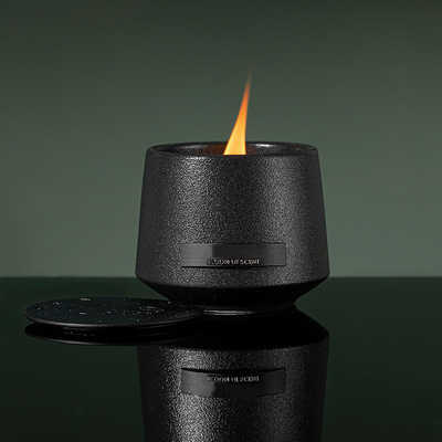 Pots en céramique de bougie de noir de cire de soja de région sauvage de cuvette de style de minimalisme avec la mèche en bois