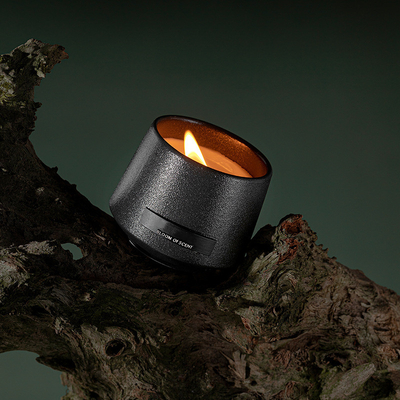 Pots en céramique de bougie de noir de cire de soja de région sauvage de cuvette de style de minimalisme avec la mèche en bois