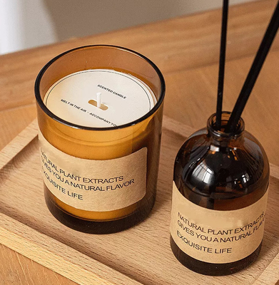 La cire faite sur commande de luxe de soja d'Aromatherapy de marque de distributeur de MAISON d'AROME a flairé la palette en bois M de Reed Diffusers Gift Set With de bougies