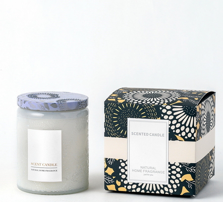 Le pot en verre de relief unique organique de MAISON d'AROME a flairé des bougies avec le boîte-cadeau