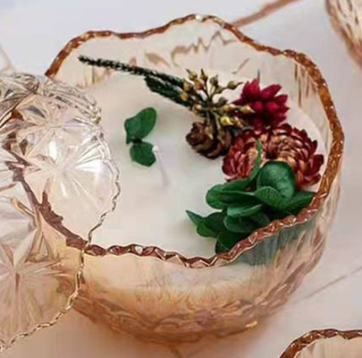 Bougie d'Amber Glass Aromatherapy Oil Scented de cire de soja de paraffine de maison d'arome avec le couvercle