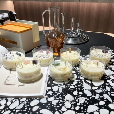 La MAISON Logo Soy Wax Crystal Stone fait sur commande d'AROME mire de grande 10 onces parfumée