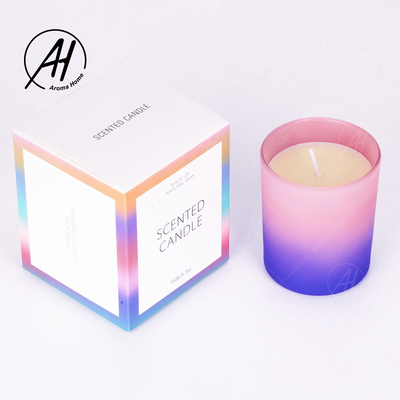 Le navire en verre de bougie de cire de soja de cadeau de gradient fait sur commande d'huile essentielle a flairé