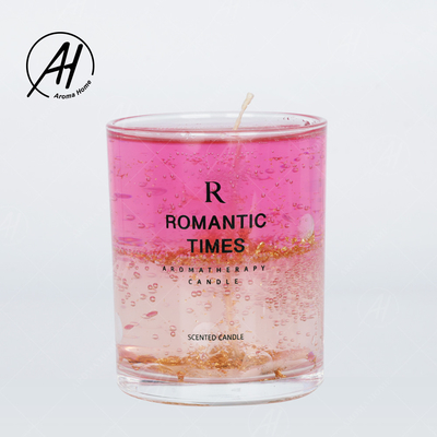 En épousant le parfum en verre de cire de soja de bougies de pot de vraie fleur romantique gelez 7OZ 8OZ