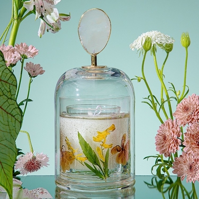 Bougie immortelle de parfum de Crystal Cup Healing Soy Wax de fleur d'Aromatherapy avec la couverture