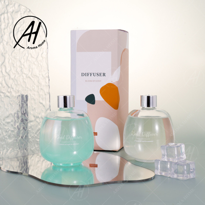 Bâton frais Reed Diffuser Essential Oil Sets de fibre de couvercle de ruban de bouteille en verre de bulle d'été