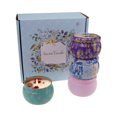 Ensemble sec parfumé adapté aux besoins du client de cadeau de Crystal Soy Wax Tin Candle de fleur de marque de distributeur